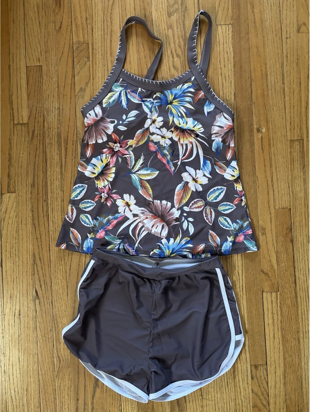 cupshe m tankini swimsuit set with board shirts